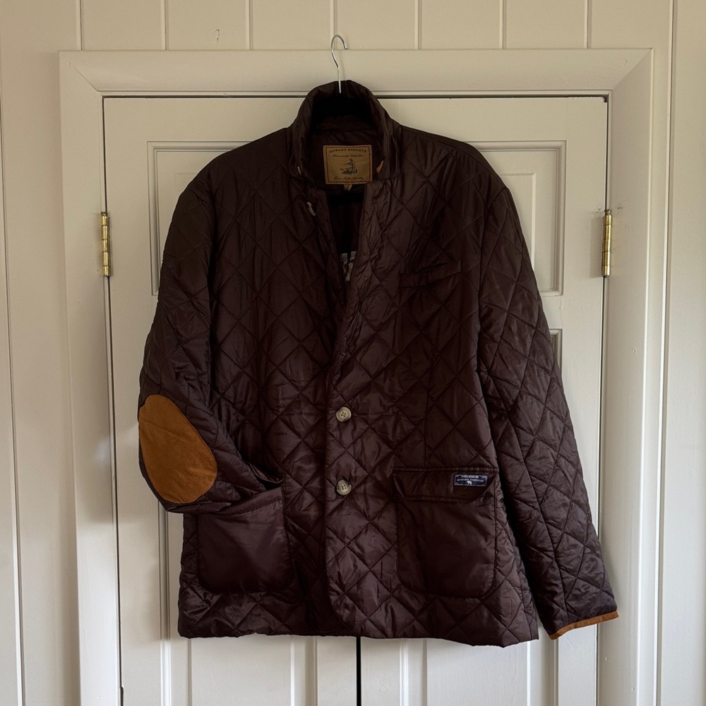 Men's Quilted Jacket with Tan Elbow Patches (Onward Reserve)